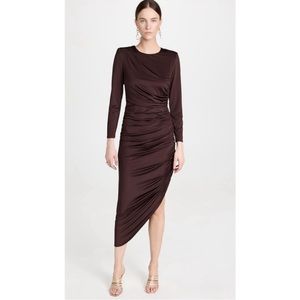 Veronica Beard Tristana Asymmetrical Ruched Plum Dress